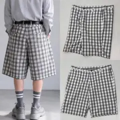 00s Dickies W40 オンブレチェック バギーパンツ ショーツ 極太のサムネイル