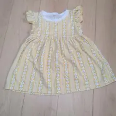 イエロー フラワープリント ワンピース 90