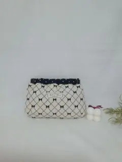 ちょっと大きめばねポーチ♪コーデュロイ・リボン☆ハンドメイド