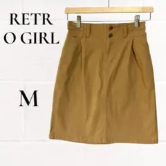レトロガール ミニスカート キャメル M 背面ゴム ハイウエスト