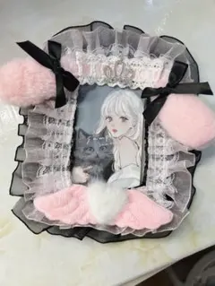 うさぎ ピンク ブラック レーストレカケースデコ