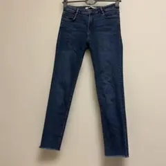 ZARA ダークブルー スキニーデニム フリンジ裾