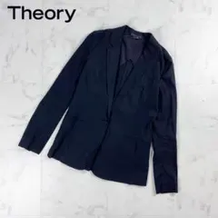 美品 セオリー リネン混テーラードジャケット ストレッチ素材 黒サイズ0*CD3