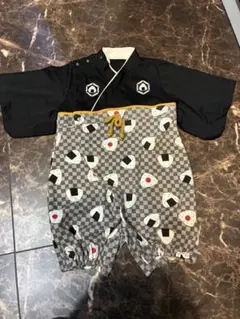 和風ロンパース カバーオール　袴　おにぎり柄付き