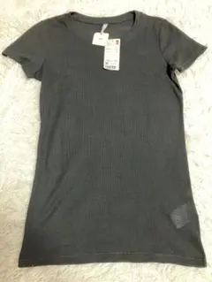 新品未使用タグ付き　UNIQLO ユニクロ　ブラック ワッフルクルーネックT M