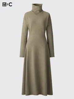 ユニクロC スムースフレアスフレワンピース　ベージュ　Mサイズ