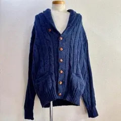 80s 90s USA製 黒タグ エディーバウアー ショールカラーカーディガン