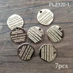 【PL2320-1】タグプレート メタルタグ 英字 丸型 7個 ライトゴールド
