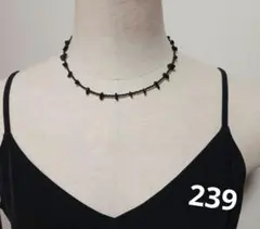 ブラックオニキス 天然石ビーズネックレス ダークコア ゴシック Y2K