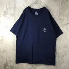 B2483古着　Tシャツ ワンポイント　紺　90s Y2K