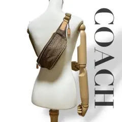 な*こ様 良品 4438 COACH コーチ ボディバッグ キャンバス ブラウン