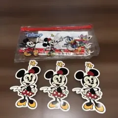 비매품 신품 미사용 Disneyミニーマウス ビニールポーチ鉛筆消しゴムステッカー