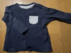 UNIQLOネイビー 長袖カットソー ストライプポケット