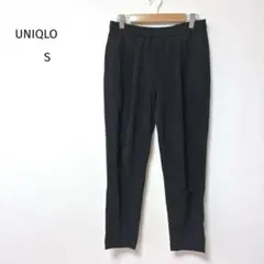 UNIQLOユニクロ　タックパンツ　イージーパンツ　ウエストゴム　黒　光沢感　Sのサムネイル