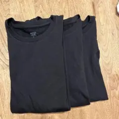 極暖ヒートテックコットンクルーネック　長袖　ブラック　Lサイズ 3枚セット