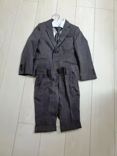 キッズ フォーマルスーツ 110cm ダークグレー ストライプ