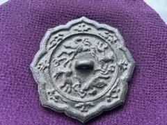 黄銅平丸桐鳳文朱肉池 朱肉 黄銅 平丸桐鳳凰文肉池 瑞峰 朱肉入 平丸桐鳳文 青銅器 蓋物