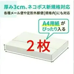 ◈350 白 NEWネコポス 厚さ3cm に最適なA4ダンボール箱 ２枚セットのサムネイル