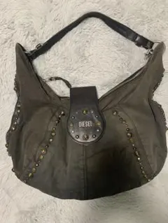 DIESEL スタッズショルダーバッグ ダークグレー