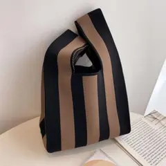 ストライプ ハンドル付き トートバッグ