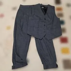 ZARA グレー チェック柄 カジュアルパンツ ベストセットアップ