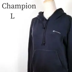チャンピオン　刺繍ロゴ　目玉　スウェット　パーカー　フーディー　ネイビー