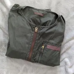 レディース オリーブ グリーン ジップアップ ミリタリー ジャケット