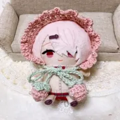 10㎝ ちびぐるみ　にしぱぺ　ぬい服　苺ボンネット　お花ビーズ付き　ピンク　19