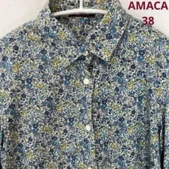 AMACA　アマカ リバティ柄シャツ ブルー系　38