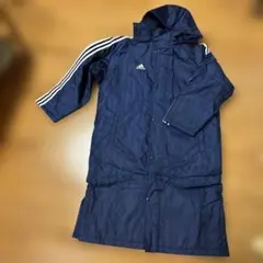 adidas 取り外し可能フード付きベンチコート ネイビー