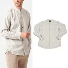試着のみ 定価2.8万 23AW ジュンハシモト　バンドカラー シャツのサムネイル