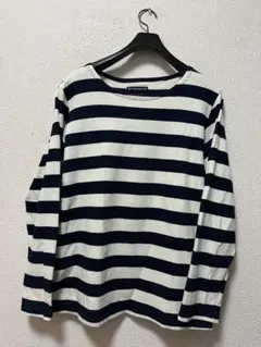 日本製　ティグルブロカンテ　ボーダーカットソー　/M　白×インディゴブルー　藍染のサムネイル