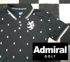Admiral Golf 黒のライオン刺繍シャツ