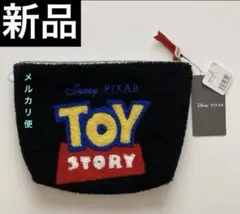 【新品】レア ディズニー ピクサー トイストーリー ロゴ サガラ刺繍 ポーチ 黒