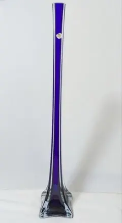 フラワーベース ガラス 手づくり 花瓶 ブルー スタイリッシュ クール ロング