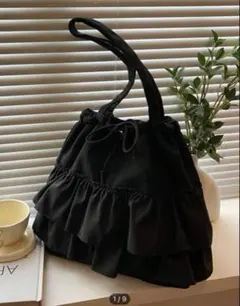 SHEIN 黒 ブラック トートバッグ