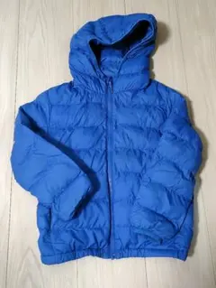 【美品】ユニクロ ダウンジャケット 120 ブルー フード付き