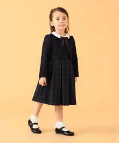 BEAMSmini　ネイビー チェック柄 フォーマルドレス