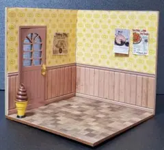 レトロなベーカリーカフェ 【背景ボード】　1/12 ドールハウス　ミニチュア