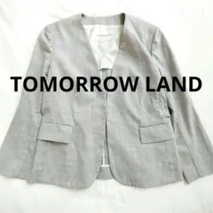 トゥモローランド　ノーカラージャケット　リネン混　グレー　36　S相当