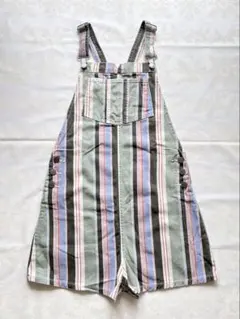 RVCA ストライプ カラーデニム オーバーオール サロペット ショートパンツ