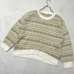 GU◇ノルディックセーター　ニット　総柄　ノルディック柄　イエロー　XL　大きい