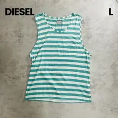 DIESEL ノースリーブ ボーダー タンクトップ Uネック 胸ポケット Lのサムネイル
