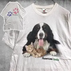 CDOK アニマル Tシャツ 動物 犬 猫 ドッグ キャット 白 ヴィンテージ