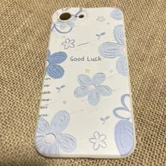 iPhone16e・17e用　スマホケース　ソフト爽やか可愛いブルーフラワー