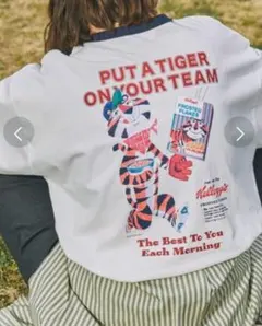 別注　ケロッグヴィンテージプリント半袖リンガーTシャツ