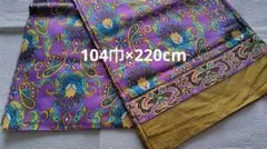 プリント生地　紫色　綿