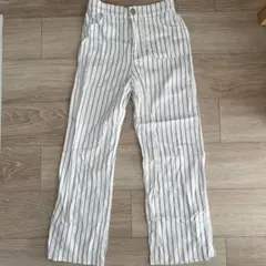 ZARA キッズ用白青ストライプロングパンツ