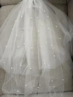 パール付きホワイトウェディングベール