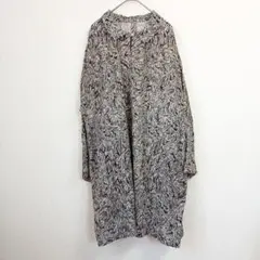 総柄 ロングシャツ ワンピース チュニック ビジューボタン 派手柄 レトロ